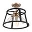 Chassis 3 Light Semi-Flush Mount Fixture Copper Brushed Brass Finish w/ Matte Black Frame