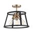 Chassis 3 Light Semi-Flush Mount Fixture Copper Brushed Brass Finish w/ Matte Black Frame
