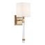Thompson 1 Light Wall Sconce Burnished Brass Finish w/ White Linen Shade