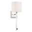 Thompson 1 Light Wall Sconce Polished Nickel Finish w/ White Linen Shade
