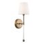 Olmstead 1 Light Wall Sconce Burnished Brass Finish w/ White Linen Shade