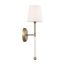 Olmstead 1 Light Wall Sconce Burnished Brass Finish w/ White Linen Shade