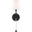 Olmstead 1 Light Wall Sconce Aged Bronze Finish w/ White Linen Shade