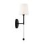 Olmstead 1 Light Wall Sconce Aged Bronze Finish w/ White Linen Shade