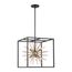 Spirefly 6 Light Pendant Fixture Matte Black and Burnished Brass Finish