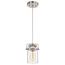 Antebellum 1 Light Mini Pendant Fixture Brushed Nickel Finish w/ Clear Glass