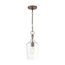 Hartley 1 Light Pendant Fixture Antique Copper Finish w/ Clear Glass