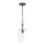 Hartley 1 Light Pendant Fixture Antique Copper Finish w/ Clear Glass