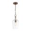 Hartley 1 Light Pendant Fixture Antique Copper Finish w/ Clear Glass