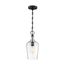 Hartley 1 Light Pendant Fixture Matte Black Finish w/ Clear Glass