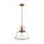 Basel 1 Light Pendant Fixture Burnished Brass Finish w/ Clear Glass