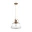 Basel 1 Light Pendant Fixture Burnished Brass Finish w/ Clear Glass