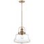 Basel 1 Light Pendant Fixture Burnished Brass Finish w/ Clear Glass