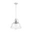 Basel 1 Light Pendant Fixture Polished Nickel Finish w/ Clear Glass