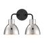 Sloan 2 Light Vanity Matte Black Finish w/ Polished Nickel Shade