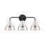 Sloan 3 Light Vanity Matte Black Finish w/ Polished Nickel Shade