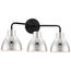Sloan 3 Light Vanity Matte Black Finish w/ Polished Nickel Shade