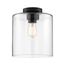 Chantecleer 1 Light Semi-Flush Fixture Matte Black Finish w/ Clear Glass