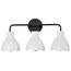 Sloan 3 Light Vanity Matte Black Finish w/ White Shade