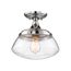 Kew 1 Light Semi-Flush Fixture Polished Nickel Finish w/ Clear Glass