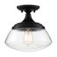 Kew 1 Light Semi-Flush Fixture Aged Bronze Finish w/ Clear Glass