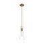 Bahari 1 Light Mini Pendant Fixture Vintage Brass Finish w/ Clear Glass