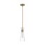 Bahari 1 Light Mini Pendant Fixture Vintage Brass Finish w/ Clear Glass