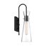 Bahari 1 Light Wall Sconce Fixture Black Finish w/ Clear Glass