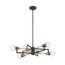 Intention 6 Light Chandelier Warm Brass and Black Finish