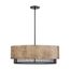 Barrique 5 Light Pendant Fixture Black w/ Honey Wood Finish