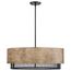 Barrique 5 Light Pendant Fixture Black w/ Honey Wood Finish