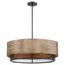 Barrique 5 Light Pendant Fixture Black w/ Honey Wood Finish