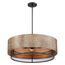 Barrique 5 Light Pendant Fixture Black w/ Honey Wood Finish