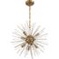 Cirrus 8 Light Chandelier Vintage Brass Finish w/ Glass Rods