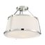 Cutty 3 Light Semi-Flush Fixture Polished Nickel Finish w/ White Fabric Shade