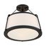 Cutty 3 Light Semi-Flush Fixture Matte Black Finish w/ White Fabric Shade