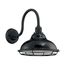 Newbridge 1 Light Large Outdoor Wall Sconce Fixture Gloss Black Finish w/ Silver and Textured Black Accents