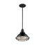 Newbridge 1 Light Small Pendant Fixture Gloss Black Finish w/ Silver and Textured Black Accents