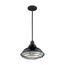 Newbridge 1 Light Large Pendant Fixture Gloss Black Finish w/ Silver and Textured Black Accents