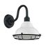 Newbridge 1 Light Small Outdoor Wall Sconce Fixture Gloss White Finish w/ Textured Black Accents