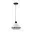Newbridge 1 Light Small Pendant Fixture Gloss White Finish w/ Textured Black Accents