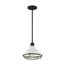 Newbridge 1 Light Small Pendant Fixture Gloss White Finish w/ Textured Black Accents