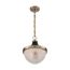 Faro 1 Light Large Pendant Fixture Burnished Brass Finish w/ Black Accents Clear Prismatic Glass