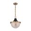 Faro 1 Light Large Pendant Fixture Burnished Brass Finish w/ Black Accents Clear Prismatic Glass