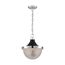 Faro 1 Light Large Pendant Fixture Polished Nickel Finish w/ Black Accents Clear Prismatic Glass