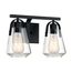Skybridge 2 Light Vanity Fixture Matte Black Finish w/ Clear Glass