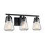 Skybridge 3 Light Vanity Fixture Matte Black Finish w/ Clear Glass