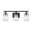 Skybridge 3 Light Vanity Fixture Matte Black Finish w/ Clear Glass