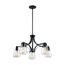 Skybridge 5 Light Chandelier Fixture Matte Black Finish w/ Clear Glass