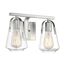 Skybridge 2 Light Vanity Fixture Brushed Nickel Finish w/ Clear Glass